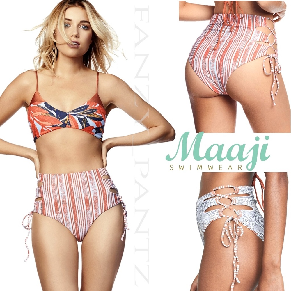 Maaji high waist bottoms tie side Breakfast Club L - Picture 1 of 8
